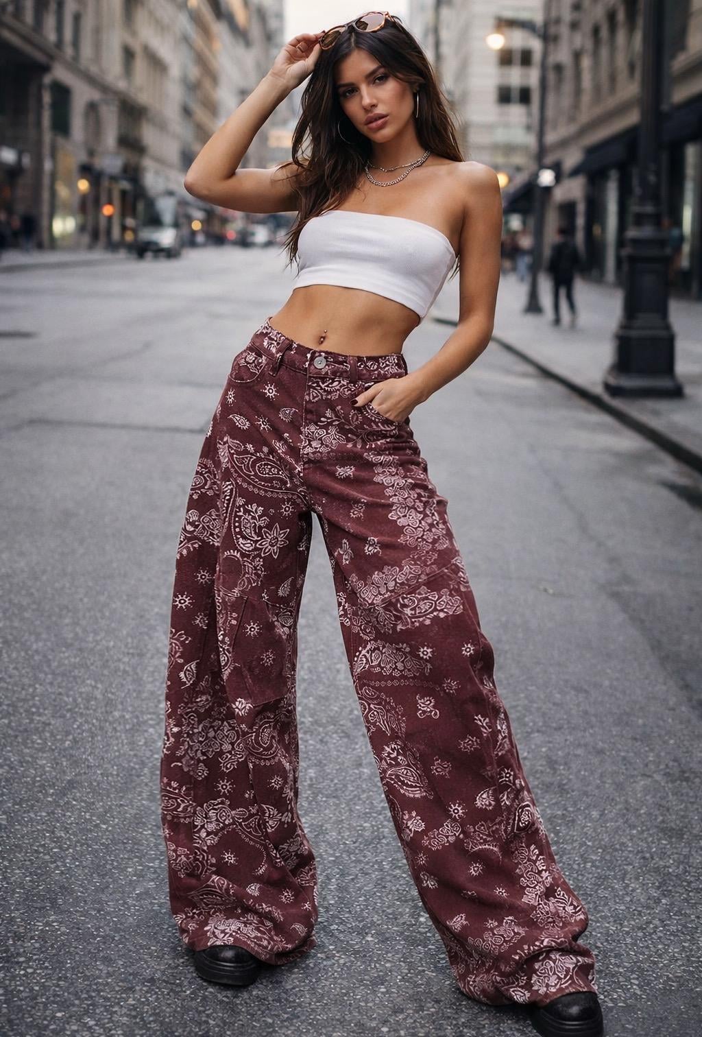 Jean large imprimé bandana