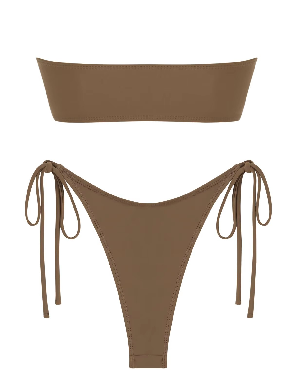 maillot de bain pour femme deux pièces coupe bandeau empiècement dorée
