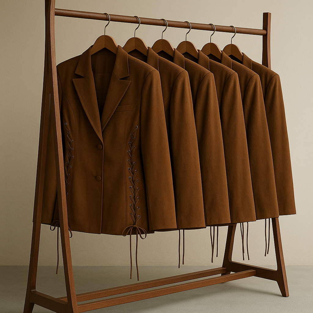 Blazer pour femme en daim à lacet marron 