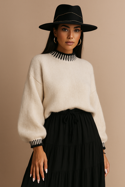 Pull oversize en maille bicolore