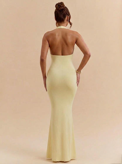 Robe d'été pour femme grand décolleté longue et fluide 