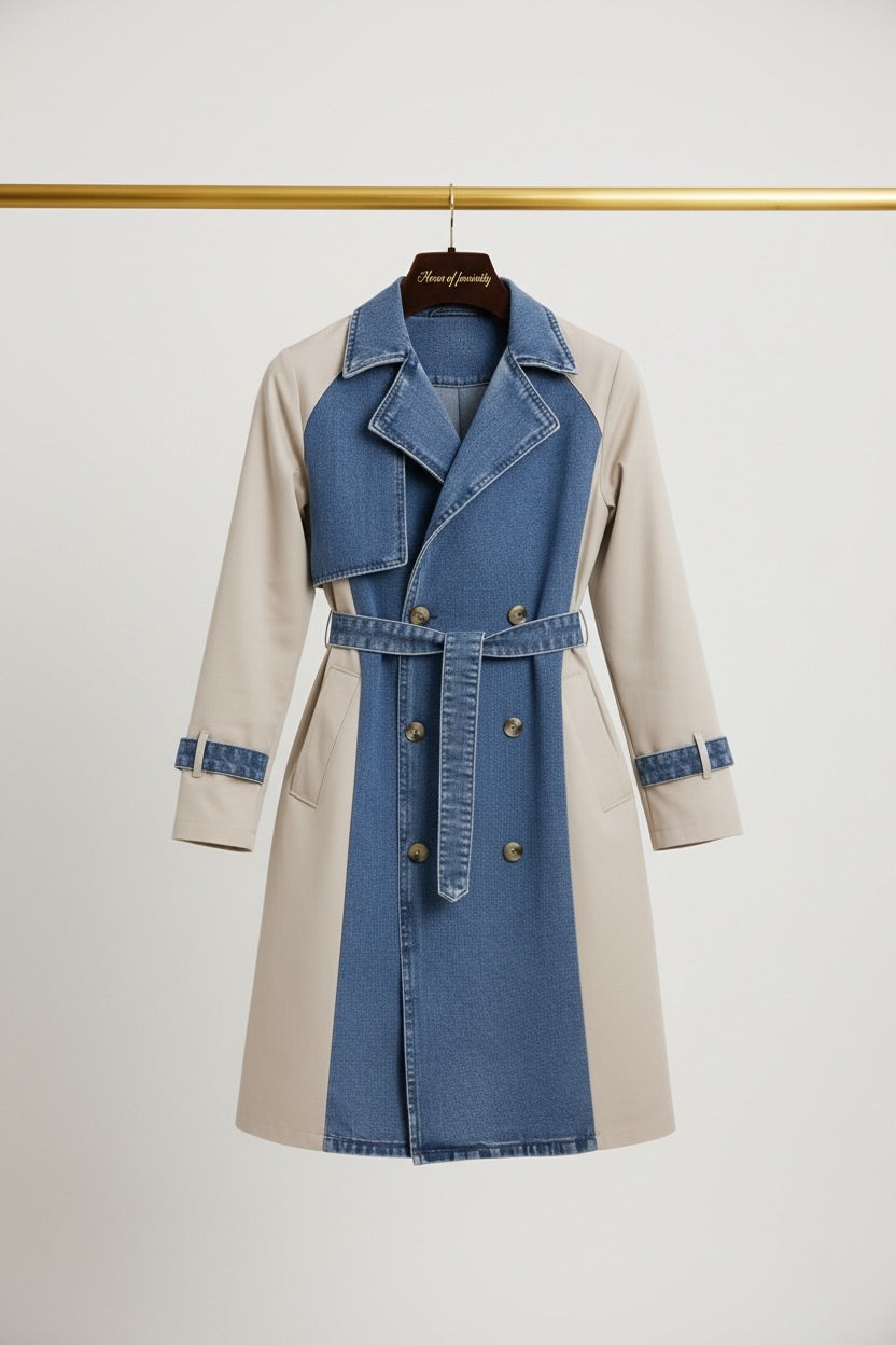 Trench pour femme mi long bi matiere 