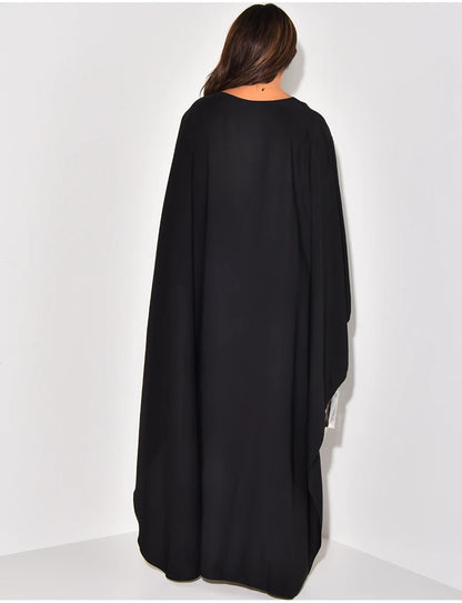 robe-femme-abaya-longue-cape-manches-chauves-souris-noire