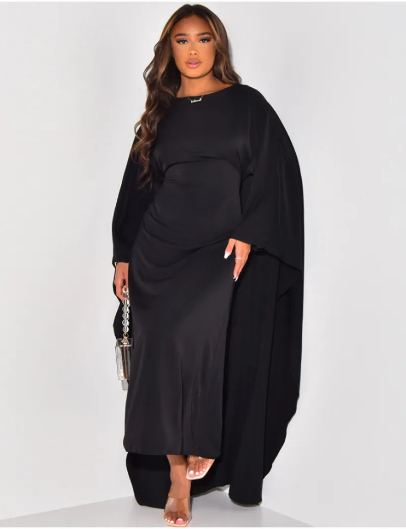 robe-femme-abaya-longue-cape-manches-chauves-souris-noire