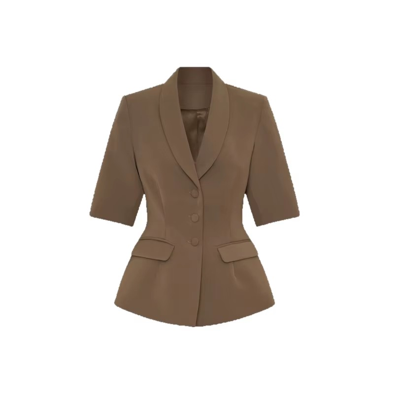 blazer pour femme manches courte marron