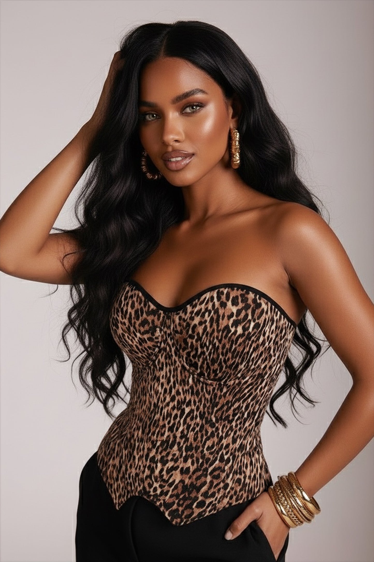 bustier pour femme imprimé léopard 