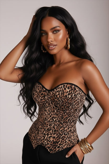 bustier pour femme imprimé léopard 