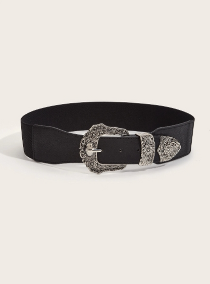 ceinture élastique femme style western à boucle métallique 