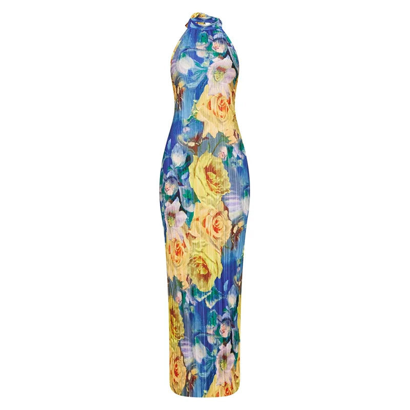 robe-femme-longue-été-2024-bleu-et-jaune-à-fleure