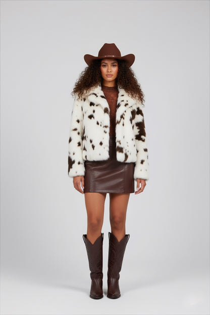 veste pour femme en fausse fourrure imprimé animal 