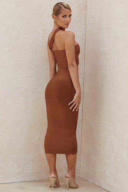 Off-shoulder bandage dress